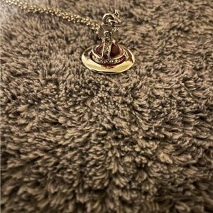 Vivienne Westwood Silver and Red Orb Necklace